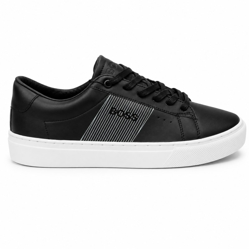 BOSS Leather Trainers Black